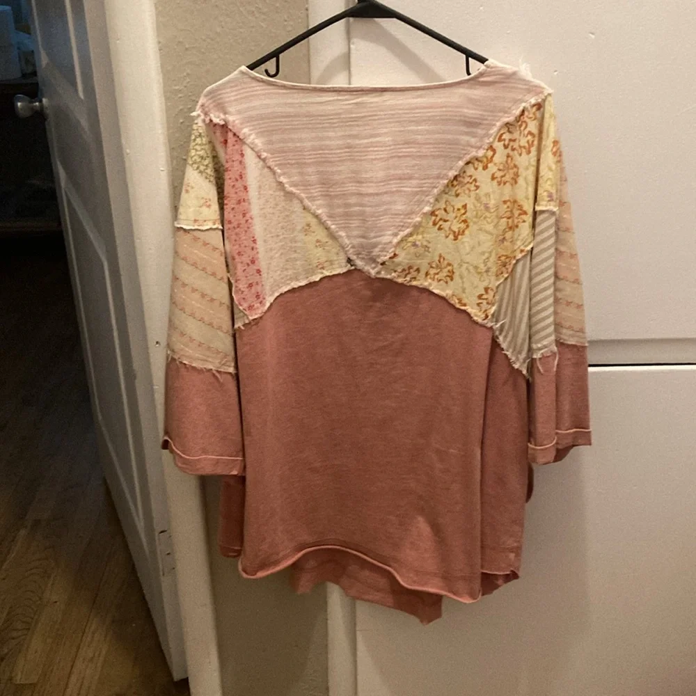 Bohemian Patchwork Top - Pink and Cream - Picture 2 of 3